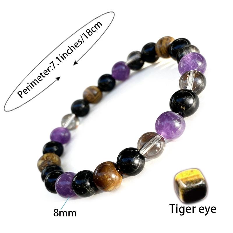 Tiger Eye & Black Obsidian Boho Style Protection Bracelet for Women Men, 8mm Crystal Beaded Bracelet, Perfect Self-Care Jewelry Gifts, Handmade Gemstone Reiki Spiritual Christmas Gift for Daily Wear