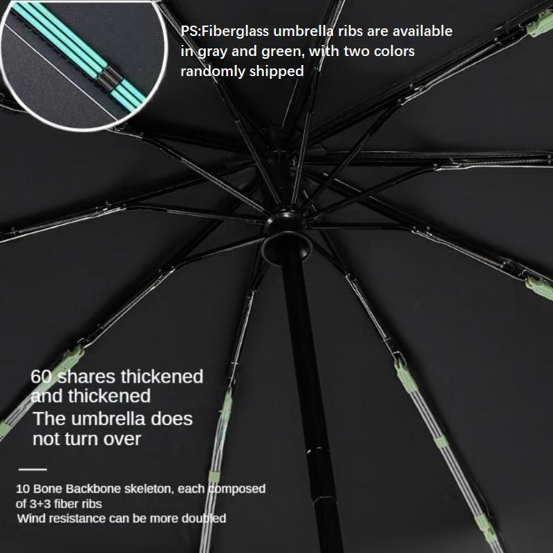 Green Foldable Rainproof Automatic Umbrella, 1 Count Compact Ring Buckle Windproof Reinforced Umbrella, Durable Innovative Sun-protection Folding Umbrella for Women, Pocket Umbrella, Wind Resistant Umbrella, UV Umbrella, Suitable for Rainy Days Outdoor
