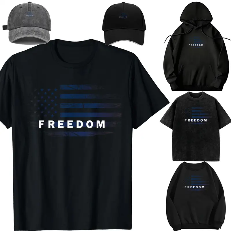 Family set-DIY-Unisex-Long sleeves / With a hat / For children/American Flag Freedom T-Shirt