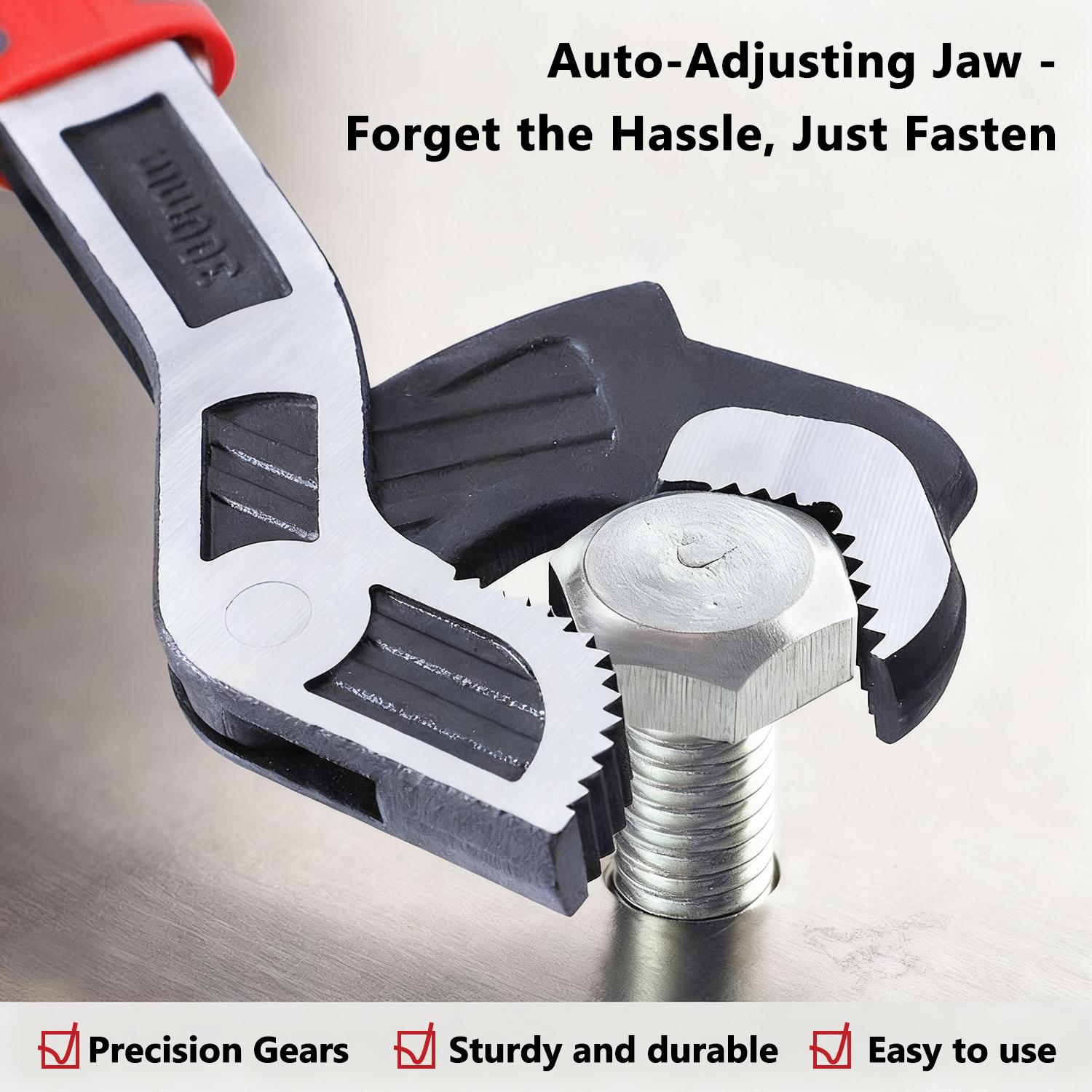 VAYWET Multifunctional Self-locking Wrench 6, 8 Inch Multi-model Pipe Flexible Wrench, Quick Opening Water Heating Plumbers Wrench 3/8”-1” Irregular Nuts Pipes Use Chrome Vanadium Alloy Steel 3 Sided Tooth Pattern Coverage Not Easy to Slip Strong Clamping