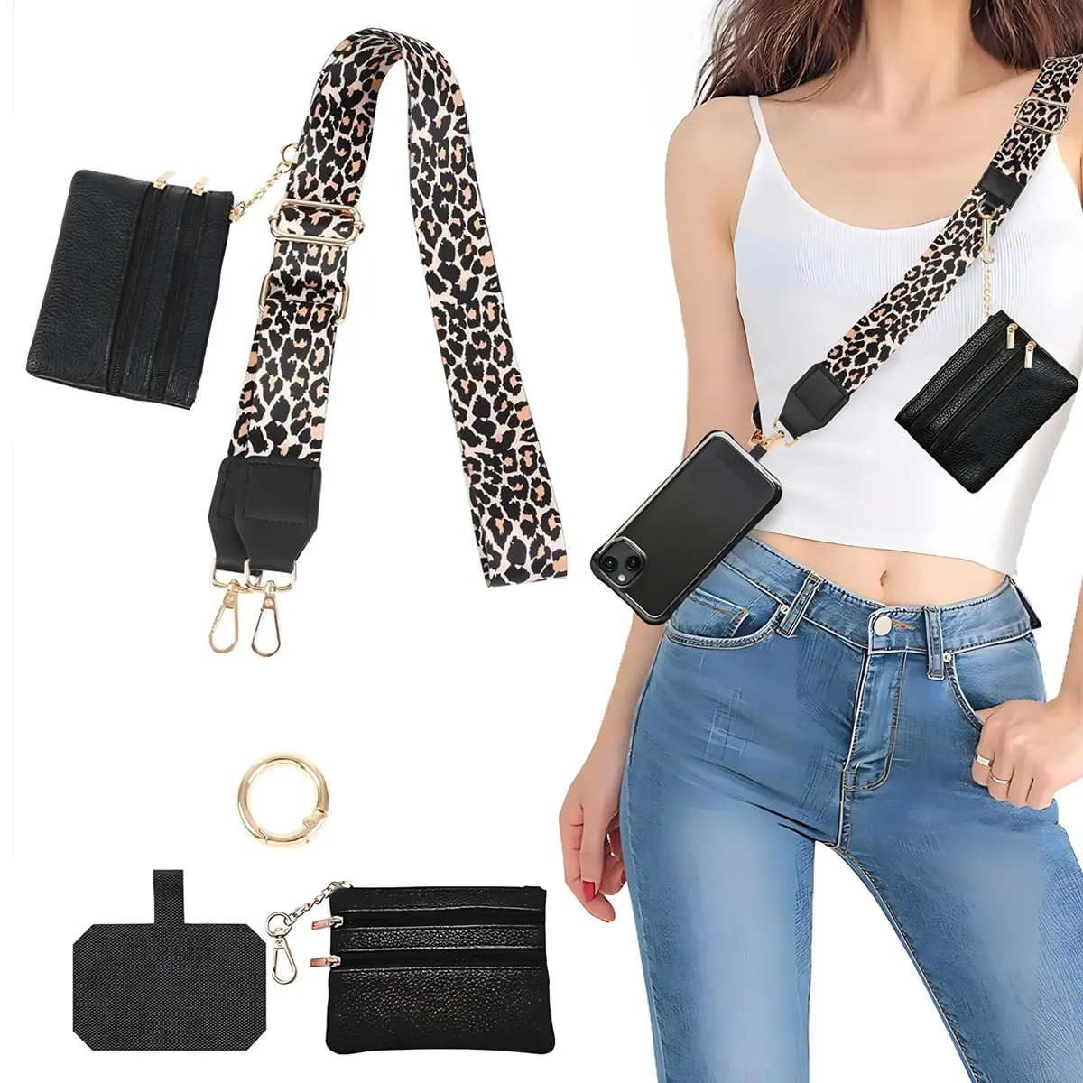 Women's 2-in-1 Minimalist Crossbody & Shoulder Bag - Nylon Dual-Mode Carry Wallet with Adjustable Cross-Body Strap, Built-in Wristlet, Fits Most Smartphones, Stylish & Versatile, Built-In Strap Women's Crossbody & Shoulder Bags, Cross-Body Straps Women's