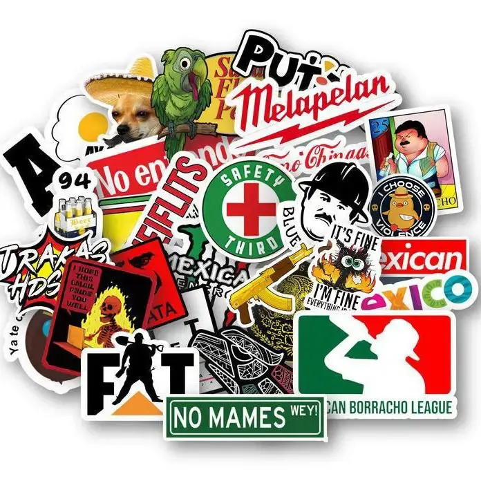 30-Pcs Waterproof Vinyl Mexican Blue-Collar Humorous Stickers, Snarky Jobsite Jokes, Gift for Workers, Decor for Hard Hats, Toolboxes, Bumpers, Jobsites