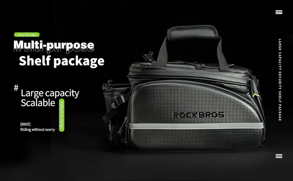 ROCKBROS Bike Rack Bag Waterproof Carbon Leather Rear Seat Cargo Pack 34L