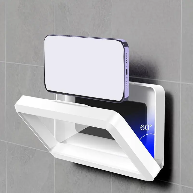 Waterproof Wall Mounted Shower Phone Holder Design, Universal Smartphone Stand, 360° Rotatable, Anti-Fog Touch Screen, Bathroom Accessories