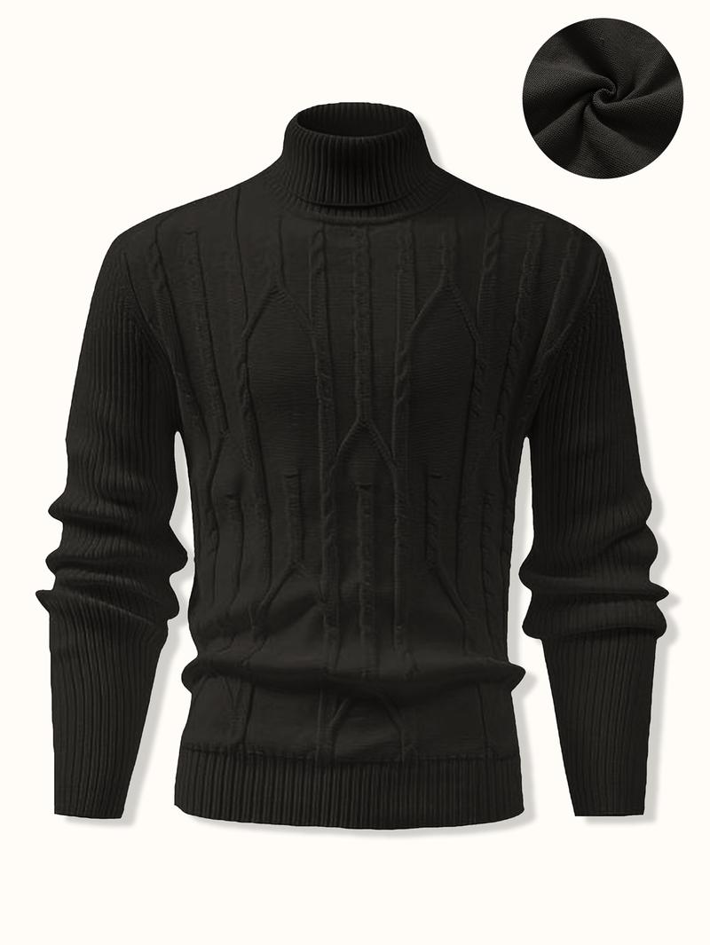New Autumn/Winter Simple Elegant Versatile Thickened Thermal Lined Turtleneck Pullover Sweater For men,solid turtleneck sweater