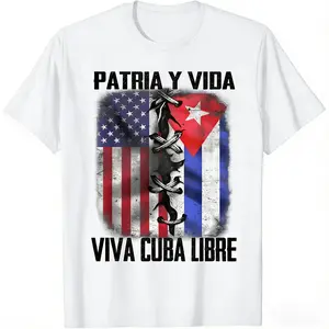 Vintage Cuban Cotton TShirt Featuring Patria Y Vida VivaCuba Libre Slogan