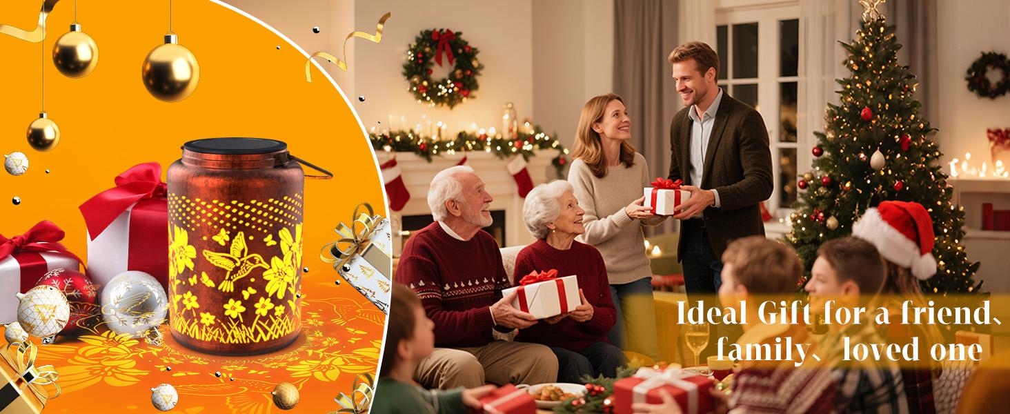 Outdoor Solar Hanging Light,1/2 packs Outdoor Waterproof Hummingbird Garden Decor Gifts for Women Mom Grandma, Waterproof Lantern Deco Festival,Hanging Metal Solar Decoration Outside for Yard, Patio, Backyard, Porch