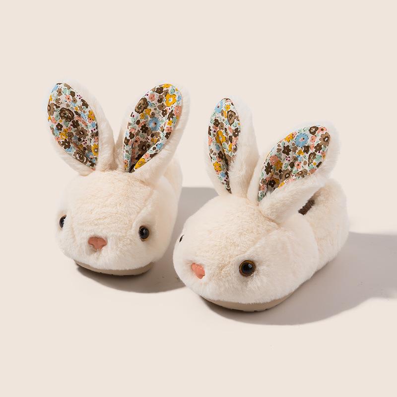 Lumubby Toddler Slippers Girls and Boys House Shoes Bunny Slippers Plush Cute Non-Slip Warm Winter Shoes Indoor Soft Cotton Footwear with 3D Bunny Eyes and Ears - Children