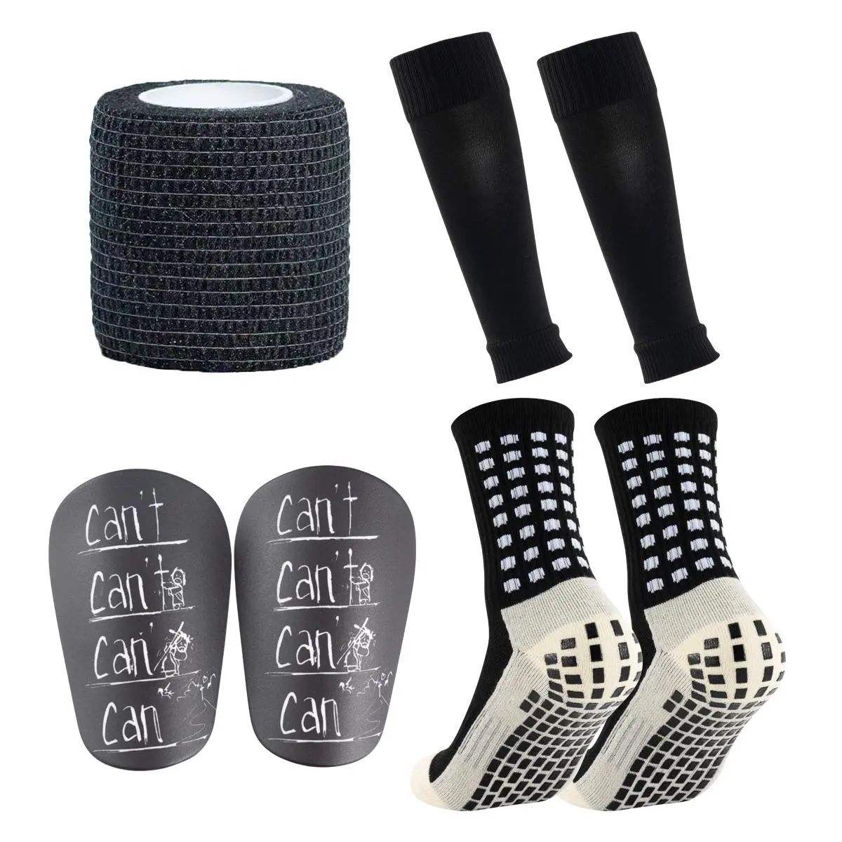 Outdoor Sports Socks Set, 7 Counts/set Non-slip Sports Socks & Sock Cover & Bandage & Mini Leg Guards, Ankle Socks Compression Socks Shin Guards Professional Football, 2024 Football Equipment Equipment Set