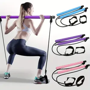 Pilates Bar Strength Trainer, Multifunctional Fitness Rod, Yoga Resistance Band, Elastic Rope, Glute Training Strap