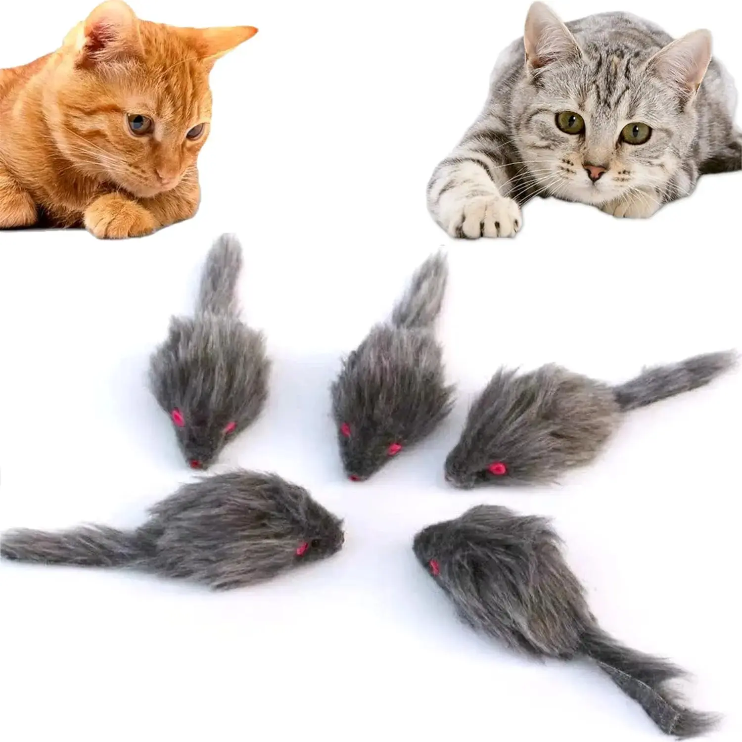 8 Pack Cat Toys Furry Rattle Mouse Toy Set, Interactive Feather Tail Cat Mice Toys, Realistic 5.5” Kitten Play Mice for Indoor Cats, Boredom Relief, Hunting & Exercise Toys for Adult Cats tiktokshopbacktoschool