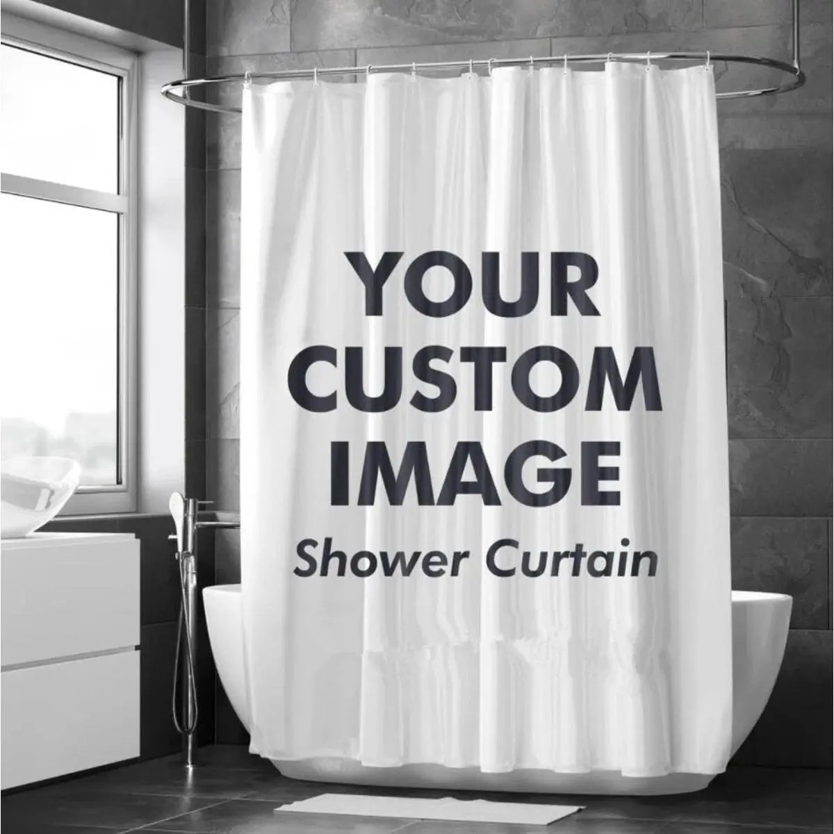 Personalized Photo Shower Curtain, Polyester Bathroom Decor with Custom Text/Logo/Photo, Grommet-Equipped for Easy Installation, Durable Fabric, Ideal Home Gift (No Hooks Included), Bathrooms