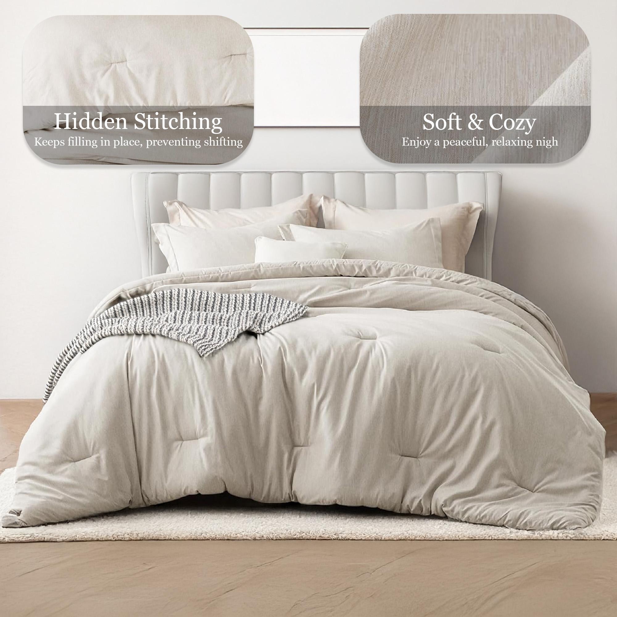 Bepatio 3pcs Soft Cozy Comforter Set Queen Size - Washable Bedding Comforter In Twin Size, Luxury Bedroom Decor Accessories, Breathable Lightweight Fluffy Bedding Sets with 1 Comforter and 2 Pillow Shams,  full comfort, Ideal Gift