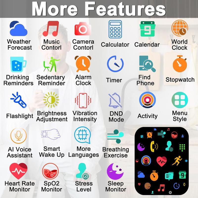 [Valentine's Day] Nerunsa 1.69'' Touchscreen Smartwatch with Fitness Tracker & Sleep Monitor for Men Women Android iOS Compatible Silicone Band Bluetooth Calls Wearable