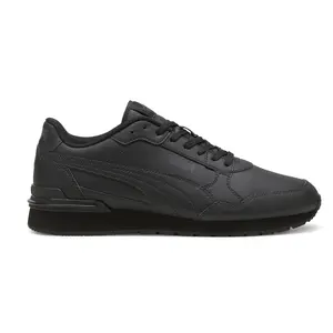 PUMA Mens St Runner V4 Leather Lace Up Sneakers Shoes Casual - Black