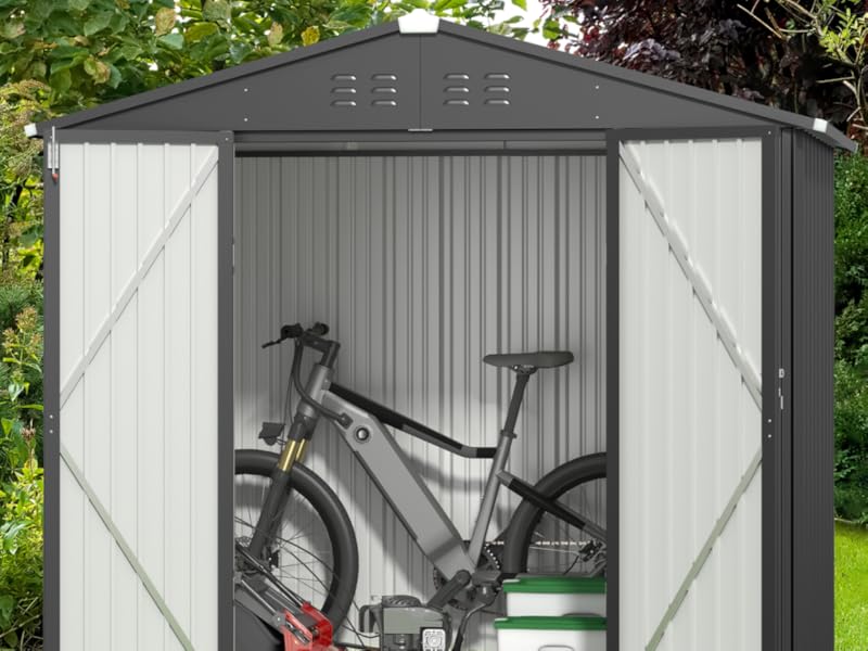【2 Packages Shipping】Gizoon Outdoor Storage Shed 8 x 6 FT, Galvanized Metal Garden Shed with Double Lockable Doors, Outdoor Storage Clearance for Backyard Patio Lawn-Dark Grey 【2 Packages Shipping】Gizoon Outdoor Storage Shed 8 x 6 FT, Galvanized Metal Garden Shed with Double Lockable Doors, Outdoor Storage Clearance for Backyard Patio Lawn-Dark Grey