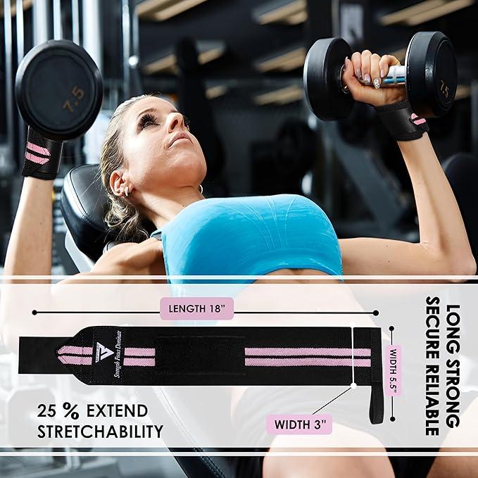 Weightlifting Wrist Wraps – 18” Heavy Duty Cotton Wrist Support with Thumb Loop for Powerlifting, Strength Training & Bodybuilding