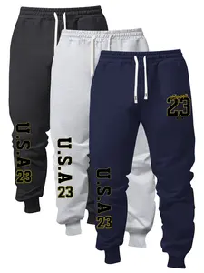 Men’s lightweight autumn USA letter/number graphic print basic drawstring sweatpants—fashionable casual jogger pants for vacations, outdoor activities, commuting, work, fishing, and camping; suitable as a gift for a boyfriend or husband.