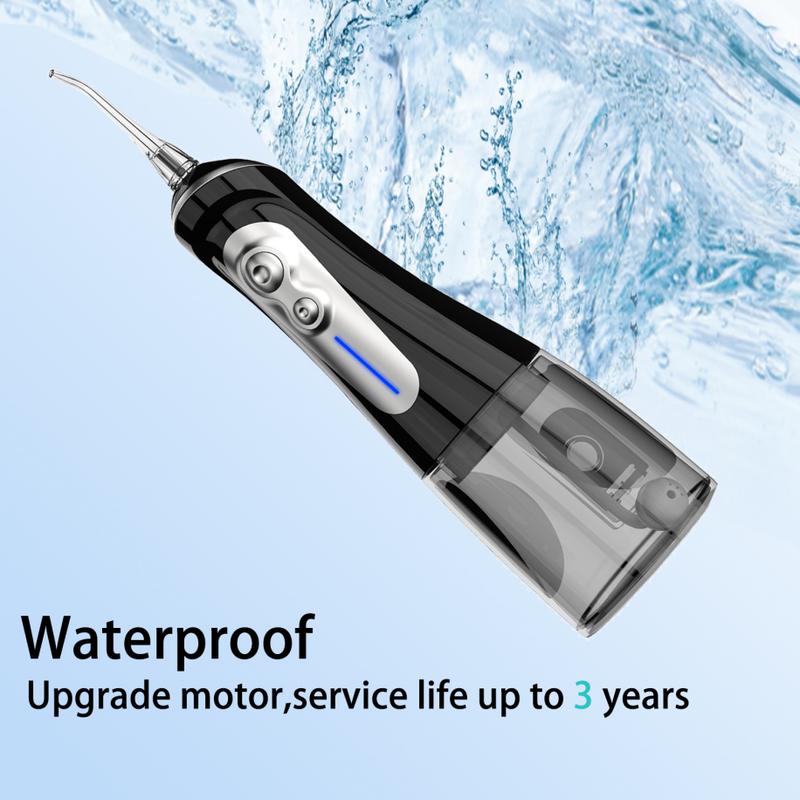 Deep Clean Water Flosser 5 Modes & 6 Replacement Nozzles for Braces/Sensitive Teeth | IPX7 Shower & Home Travel Use | Fast USB Charging