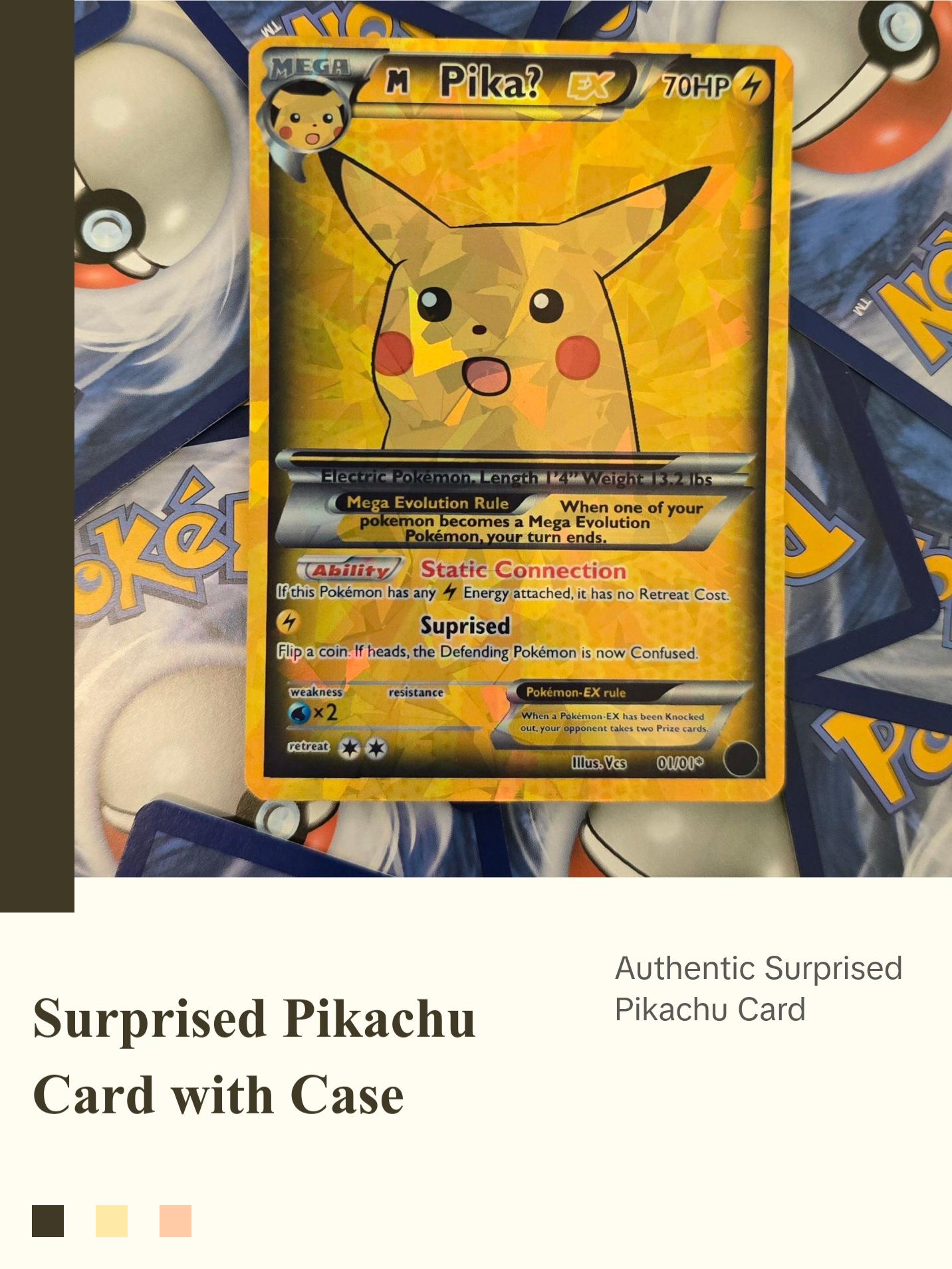 surprised pikachu pokemon card Limited Edition Red 23K Gold Plated Pikachu #25 Trading Card in Pokeball  Novelty : Amazon.sg: Toys main image 1