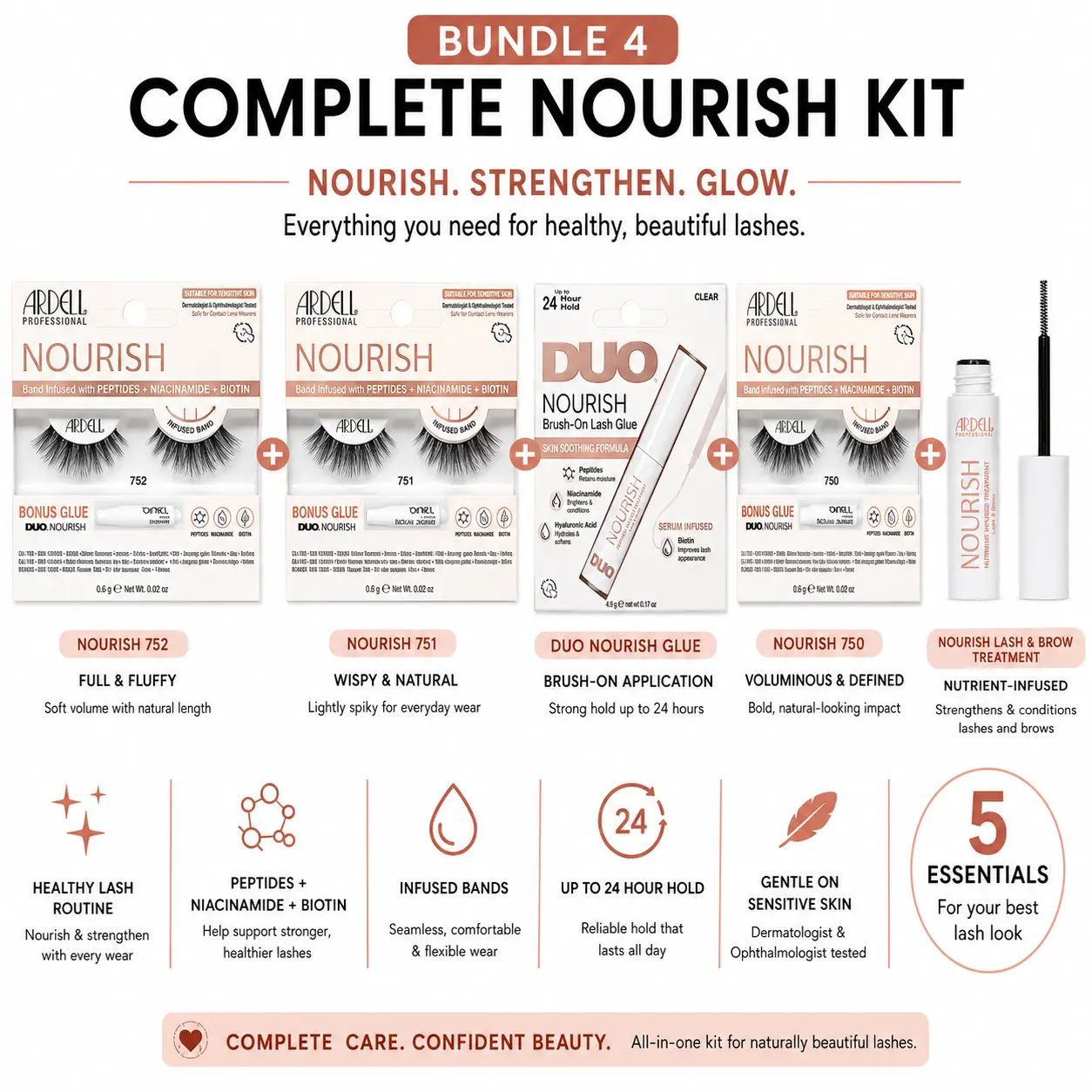 Ardell Nourish Kit- DUO Nourish Glue, Lash and Brow Treatment and Nourish False Lashes