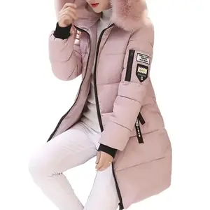2026 New Winter Coat Women's Jacket Fur Neckline Long Basic Coats Thick Jackets Cotton Padded Outerwear Parkas Female Clothes