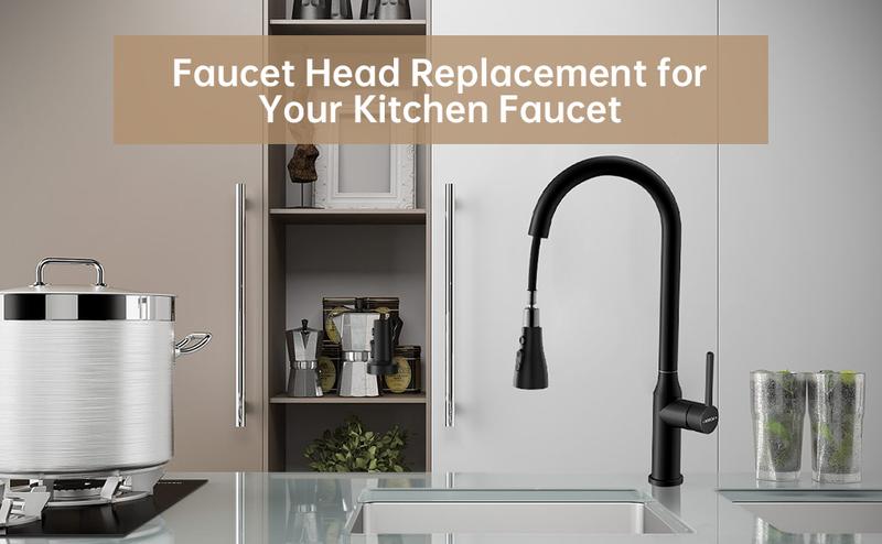Garvee Pull Down Kitchen Faucet Head Replacement for Kitchen Faucet, 3-Modes & 7 Adapters Matte Black Finished
