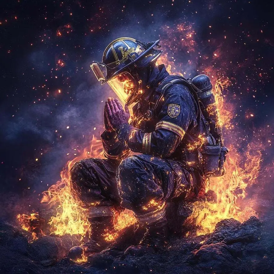 5D DIY Full Drill Round Diamond Painting - Diamond Pattern Design Diamond Painting Kit Firefighter, Flame. Mosaic Canvas DIY Wall Art, Home Wall Decoration.