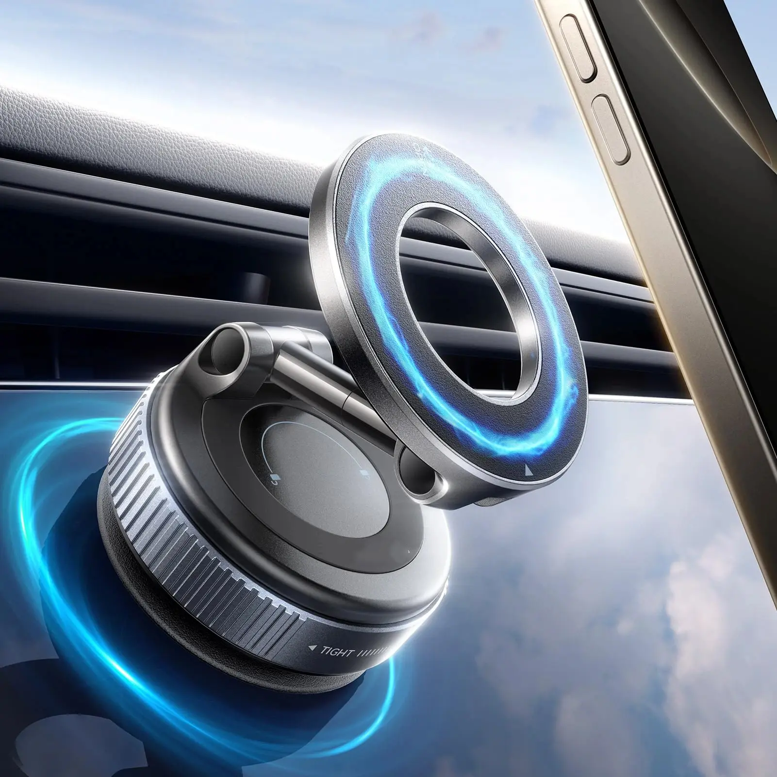 Vacuum Magnetic Phone Holders for Your Car 2026 Suction Cup Phone Mount with Washable Nano Gel Pads 360° Adjustable Phone Mount Unlock More Scenes,Phone Holder for Smartphone&Car/Gym/Mirror
