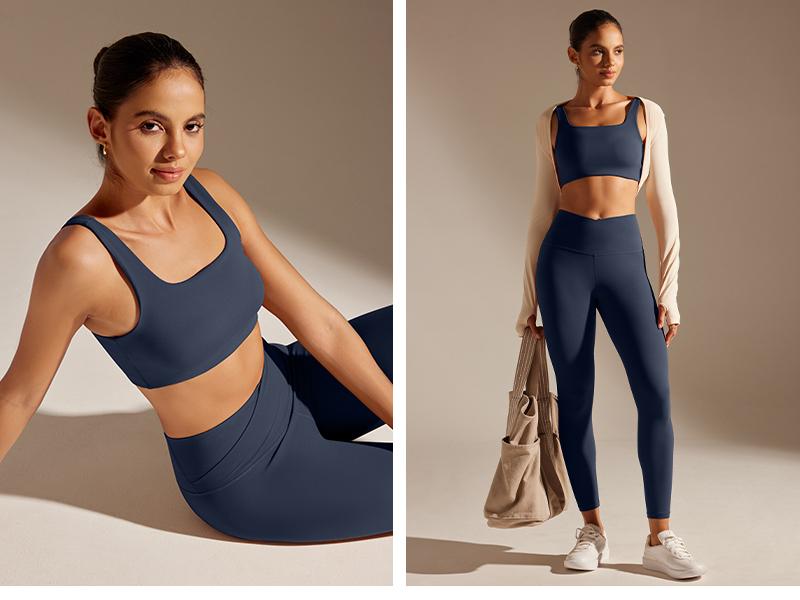 ODODOS ODCLOUD Crossover 7/8 Leggings with Back Pocket for Women, 25" / 28“ Buttery Soft V Cross Wasit Lounge Yoga Pants