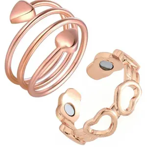 Veliora Gift S 2pcs Copper Ring for Women,99.99% Pure Copper Magnetic Rings,Gifts for Women Handmade Jewelry