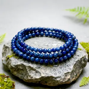 Handmade Lapis Lazuli Beaded Stretch Bracelet – Natural Crystal Jewelry