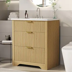 Bathroom Vanity with Sink Freestanding Bathroom Vanity Cabinet Single Sink Vanity with Drawers Modern Farmhouse Vanity