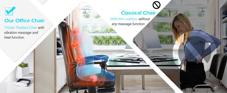 Aecojoy Office Chair with 7 Point Vibrating Massage & Heat Functions, Ergonomic Recliner Chair with Footrest, PU Leather Wide Computer Chair Executive Chair with High Back Lumbar Support, Cream White