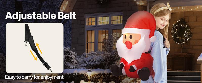 VIVOHOME Christmas Inflatable Outdoor Decoration, Santa on Green Sleigh, Santa and Christmas Tree, Navidad Blow Up Yard Decor with Built-in LED Light for Lawn, Garden, Party  Ornament Water Proof