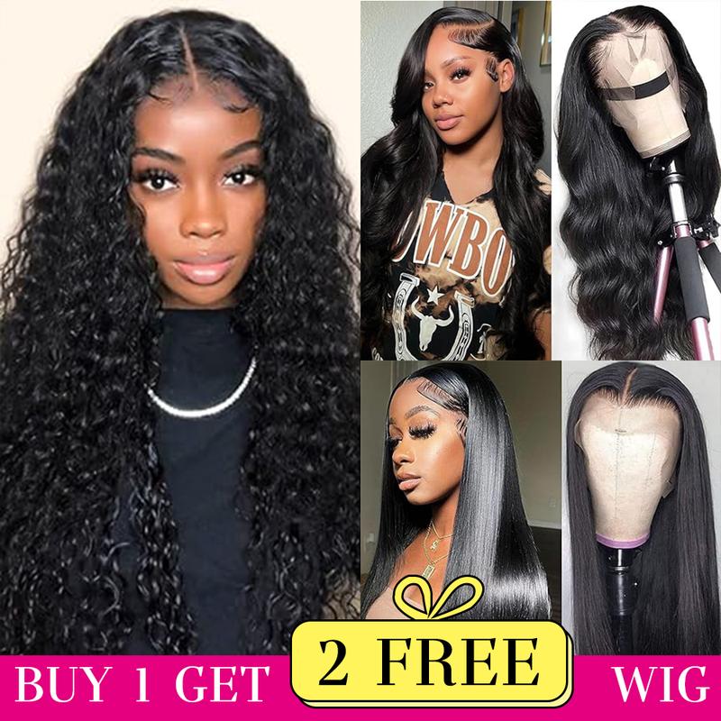 NEW[Combo sale 28"&22"&22"]" buy 1 get 3 wig Deep Wave 13x4 Lace Front Wigs Human Hair 180% Density Human Hair Wigs for Black Women