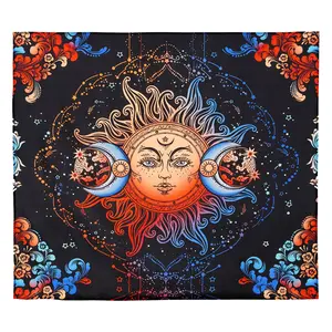 【FathersDayGift】VEVOR Sun and Moon Tapestry Psychedelic Mystic Floral Aesthetic Wall Blanket for Home Decor 50.39 x 57.87 Inches Premium Polyester HD Print Vintage Style