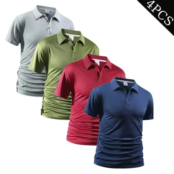 4-Pack Unisex Piqué Polo Shirts - High Stretch Moisture Wicking Business Casual Tops Polo Gift Performance Polo