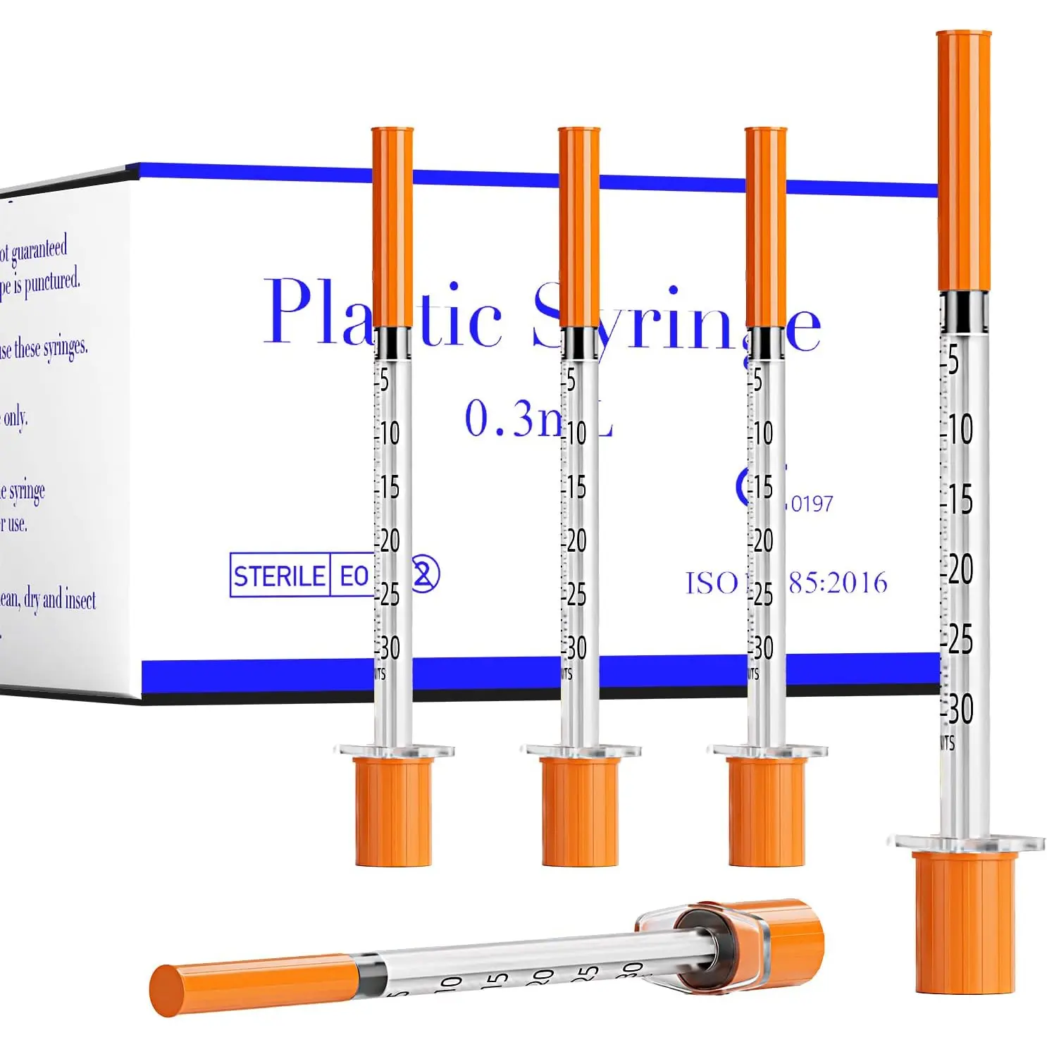 100 Pack U-100 0.3ml Lab Syringe, 31G 1/4 Inch (0,25 x 6mm) Disposable Syringes Supplies, Individually Wrapped