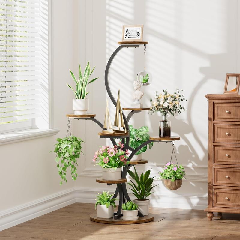 Plant Stand Indoor with Grow Lights - 8 Tiered Corner Plant Shelf Indoor, Tree-Shaped 46.3" Tall Plant Rack Display for Indoor Plants Multiple, Flower Holder for Living Room Patio Balcony
