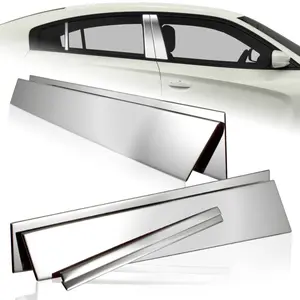 6pcs Stainless Steel Polish Chrome Door Pillar Post Cover Trim Compatible with 2011 - 2015 Dodge Charger