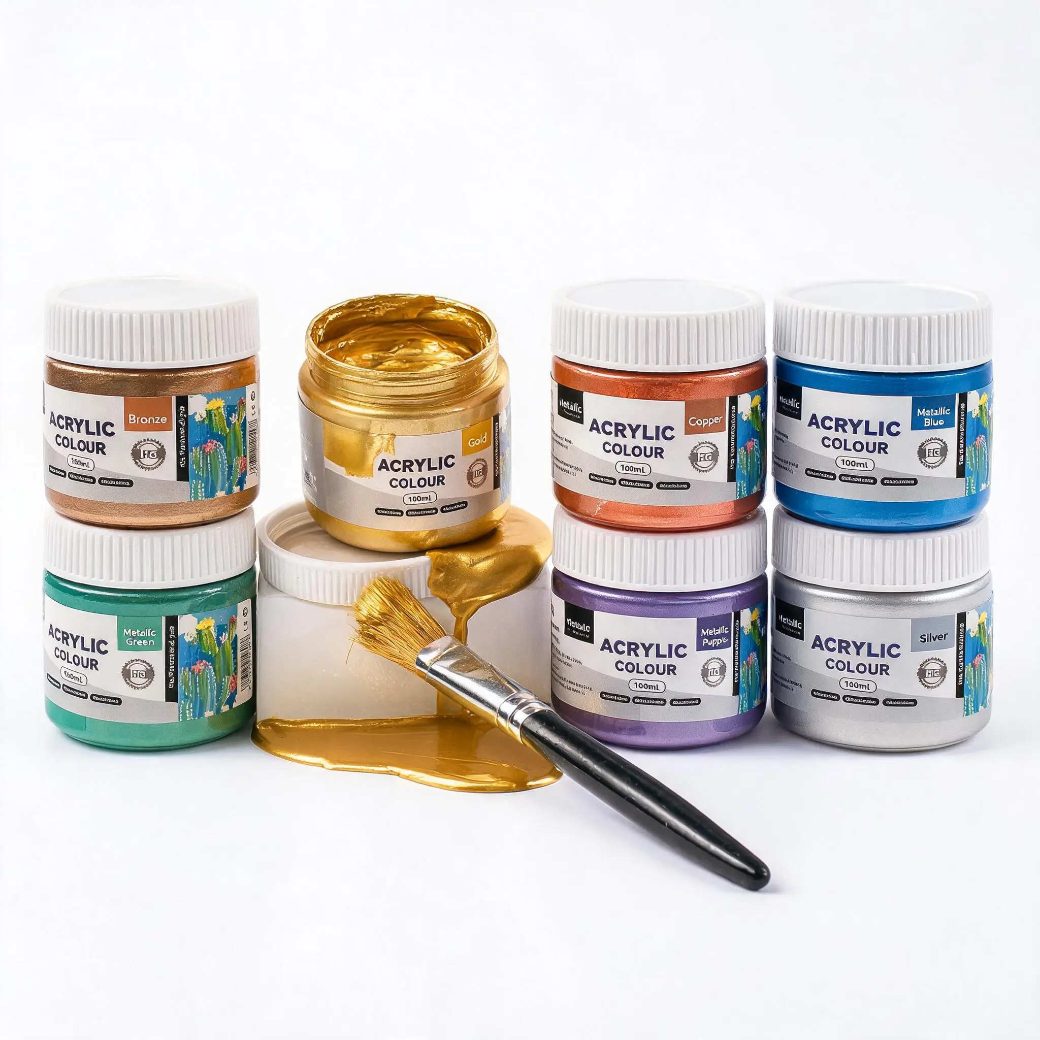 Fzihue 100ml 8-Color Metallic Texture Acrylic Paint - High Gloss, Waterproof, Non-Toxic Water-Based Premium Art Supplies for Craft Lovers, Easy to Apply and Layer, for Furniture Renovation, Paint & Arts Crafts Supplies, Paint Supplies, Diy Art Design
