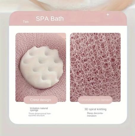 Exfoliating Bliss Bath SpongeShower Pouf Scrubber with Built-in Massage Pad for Enhanced Bathing and Silky Smooth Skin