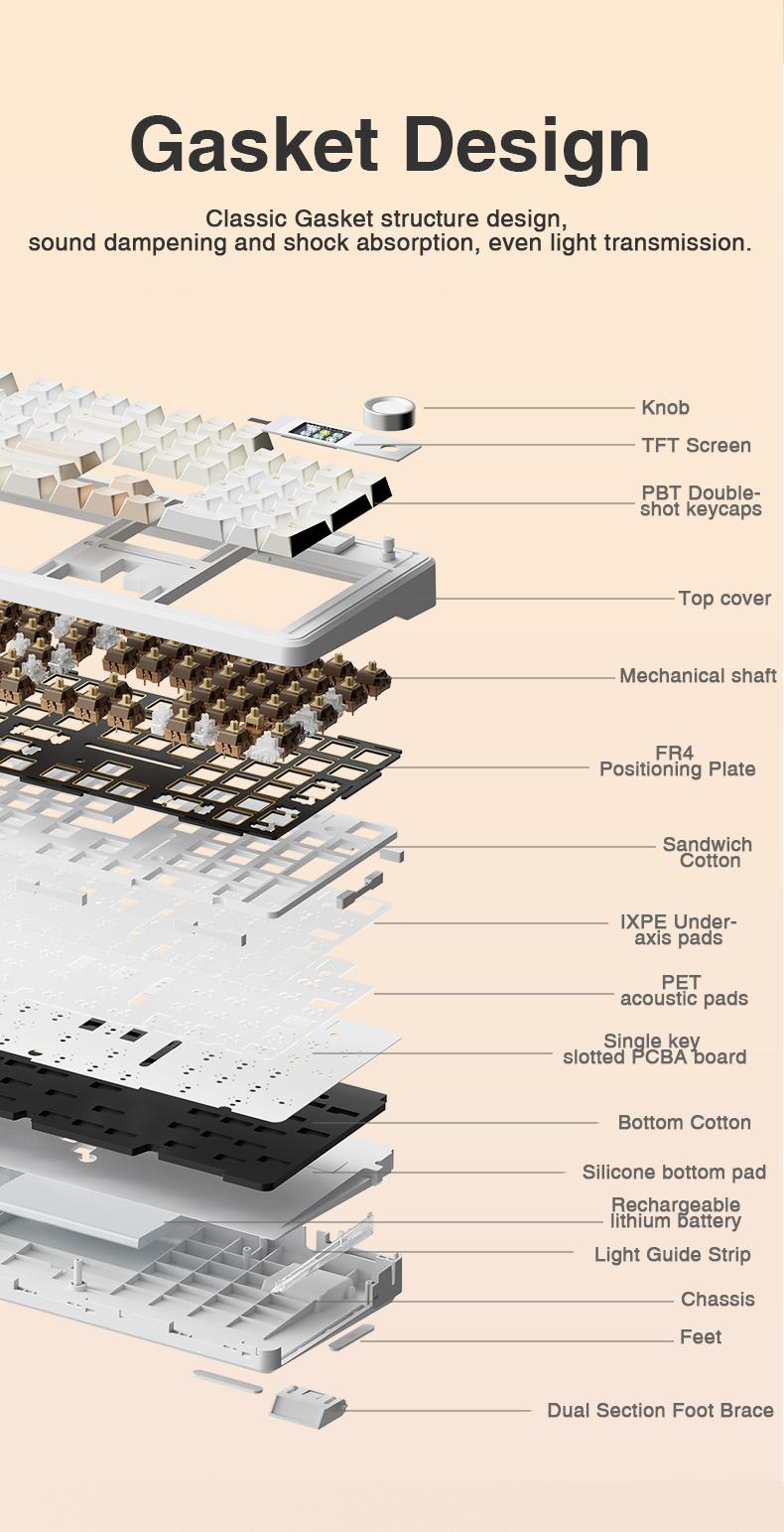 [NEW]AULA F108 Pro Full Size Wireless Mechanical Gaming Keyboard with Knob Smart Screen Num Pad Pink Tri-Mode RGB Backlit Hot Swappable Customize E-Sports Office Computer Accessories TikTokShopfalldealsforyou