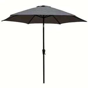 Four Seasons Courtyard Tuscany Market Aluminum Umbrella w/ Crank and Tilt, Gray