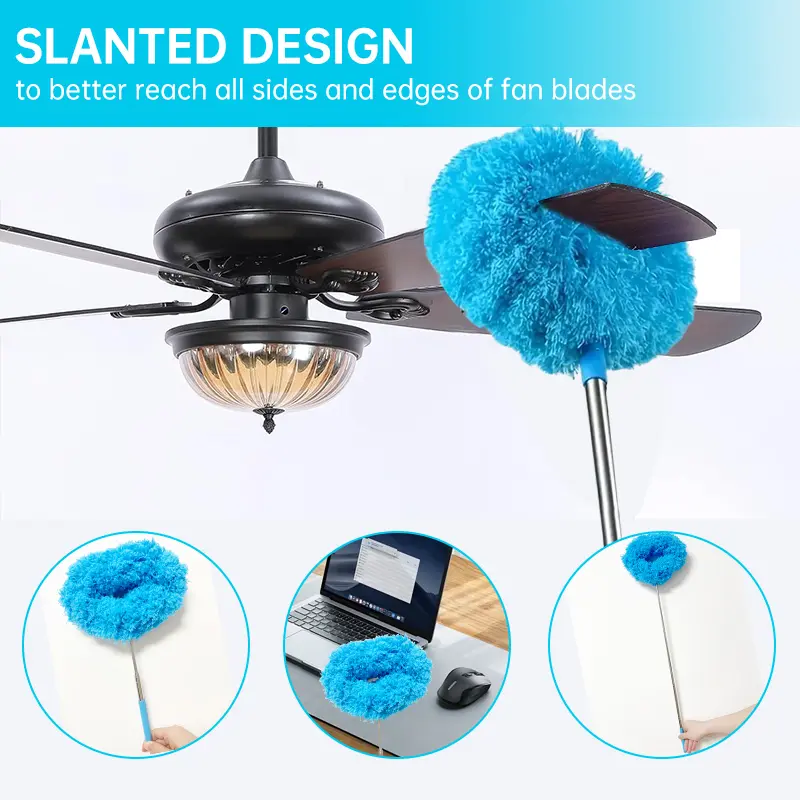 Extendable Microfiber Ceiling Fan Duster with Long Handle, Reusable Washable Cleaning Brush for Ceiling Fans, High Ceilings and Hard-to-Reach Areas Cleaner