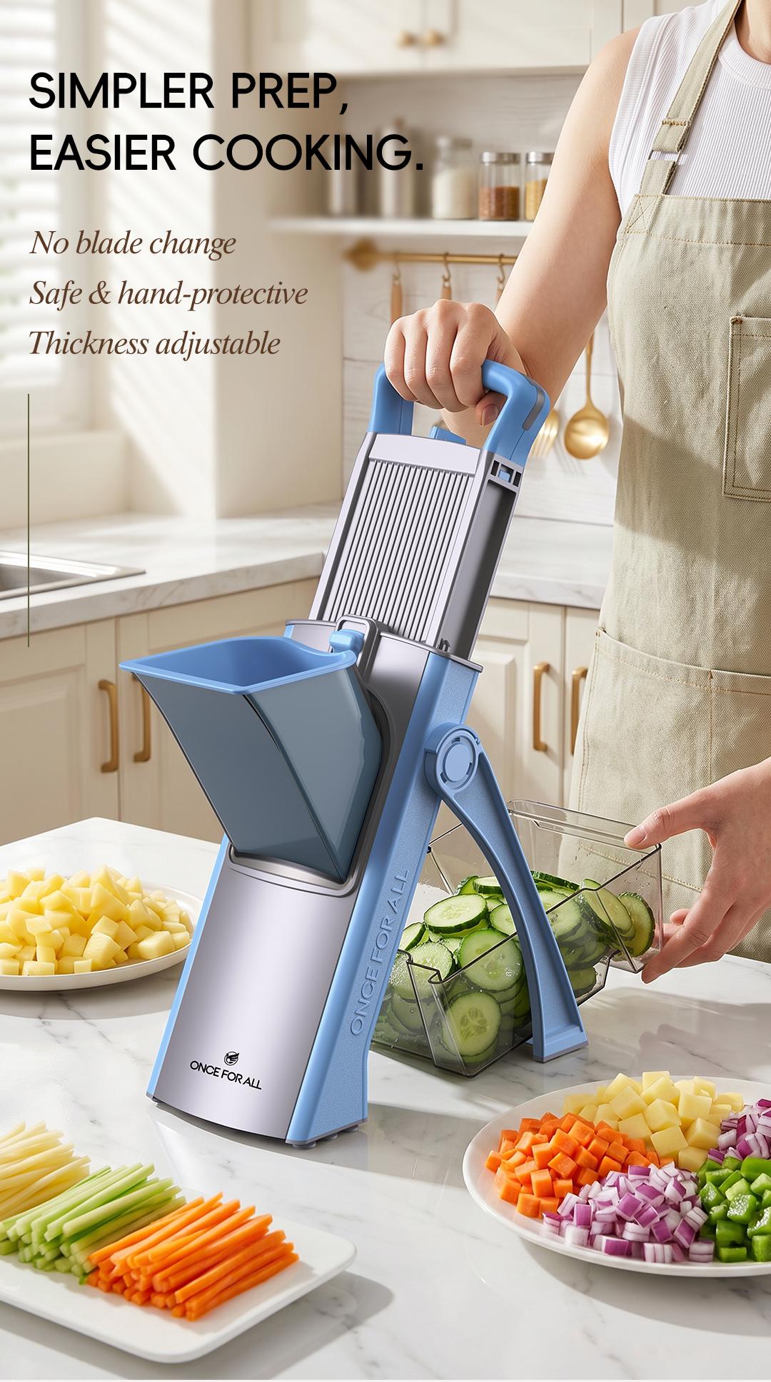 Adjustable safe vegetable mandoline slicer