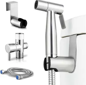 Bidet Toilet Sprayer Kit, Handheld Stainless Steel Baby Diaper Cloth Washer and Full Pressure Leakproof Pet Shower Sprayer bracket rotatable sink plug