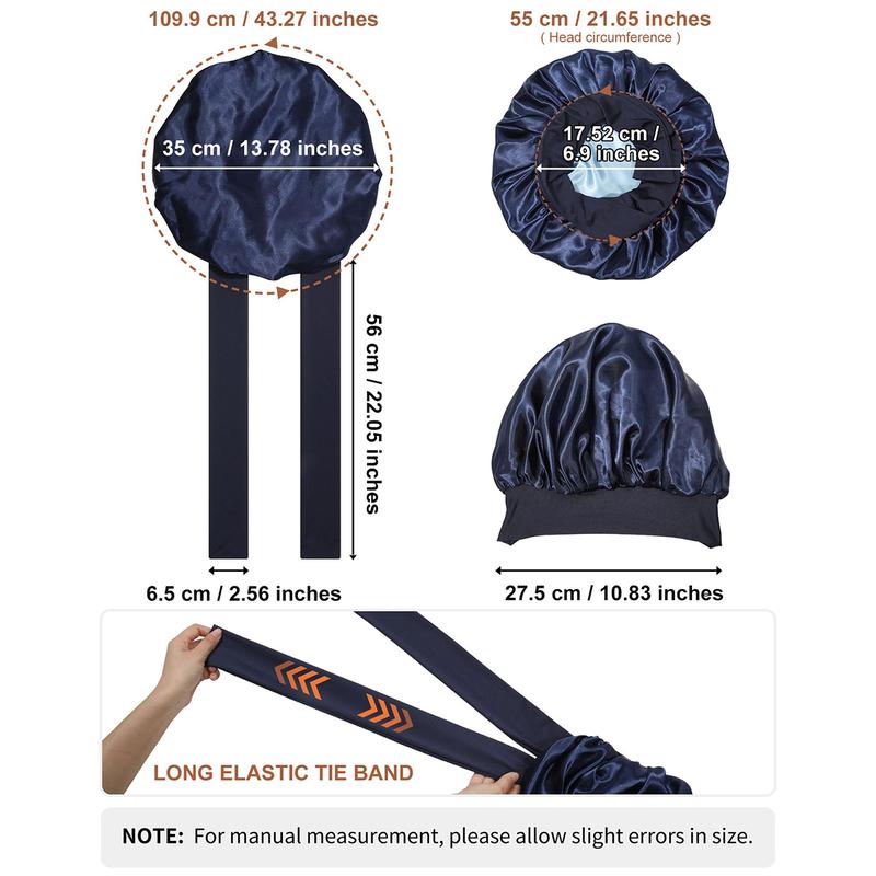 AWAYTR Reversible Satin Bonnet for Sleeping Women Double Layer Hair Bonnet with 2PCS Hair Scrunchies Elastic Tie Band Night Cap Pink Flowers Nightcap ikTokShopBlackFriday