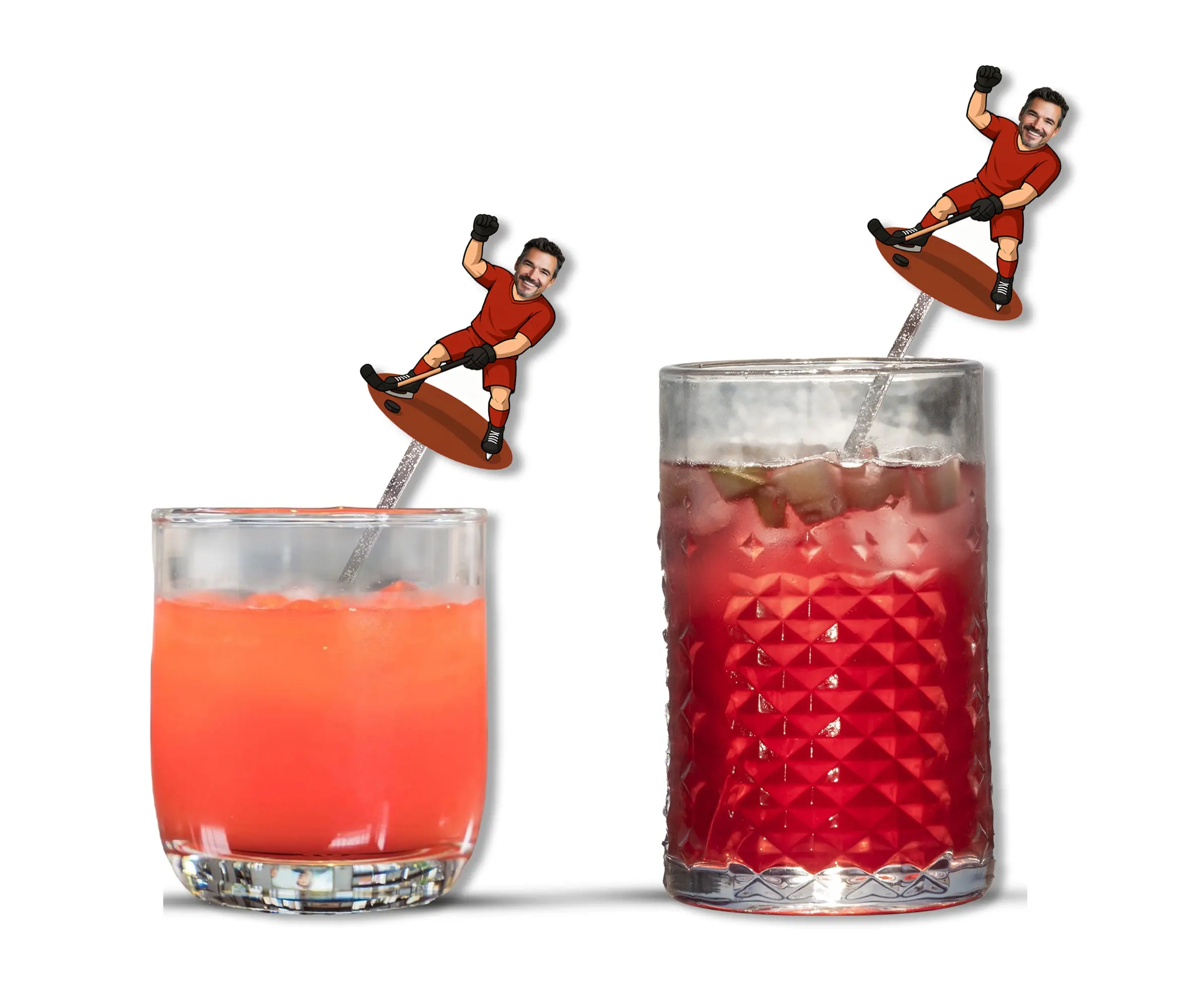 Personalized Hockey Player Face Swizzle Sticks